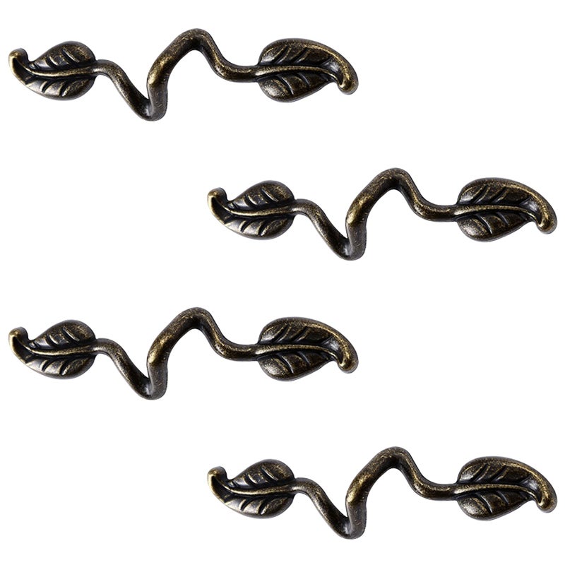 MOROBOR 472 Vintage Style Leafy Drawer Pull 4pcs Dresser Handles Leaf Dresser Pulls Cabinet Knob Hardware Zinc Alloy Leaf Dresser Pulls for Kitchen Bedroom Bathroom Cyan Patina - Image 2
