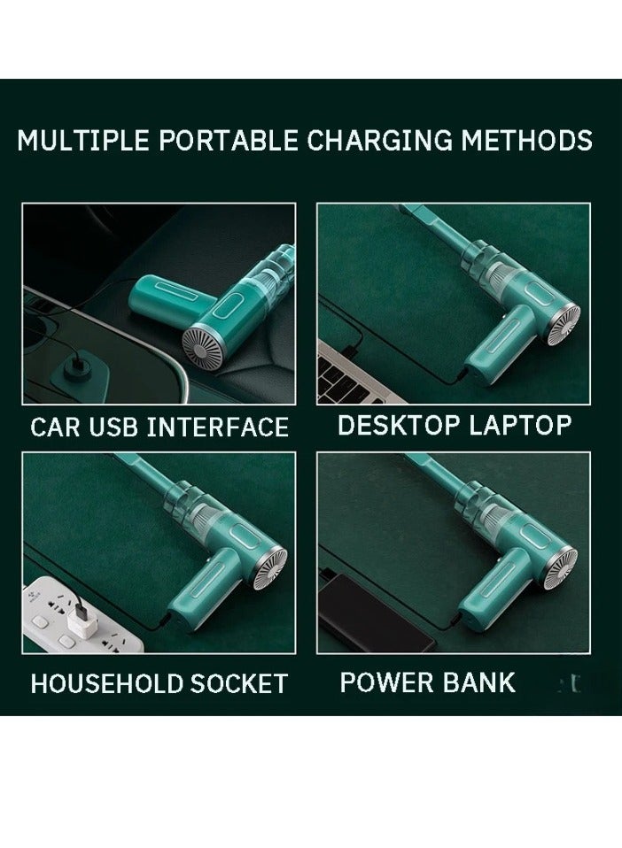 AROAQ Car Vacuum Cleaner, 14500PA Mini Super Handheld Powerful Cordless Vacuum Cleaner, Strong Suction Double Power Motor Multifunctional Wireless Dust Collector For Car Home Interior, (Green) - Image 3