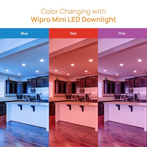 wipro ABS Garnet 3W LED Mini Downlight|Colour Changing (Red/Blue/Pink)|Compact Design with 120° Beam Angle|Recessed Down Light for False Ceiling|Cutout - 2.2 inch|Pack of 1 - Image 5