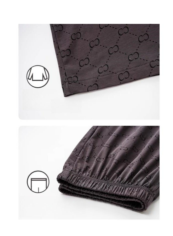 MIIOW Cotton Pajamas Men's Oversized Loose Long Sleeved High-End Home Suit Set - Image 3