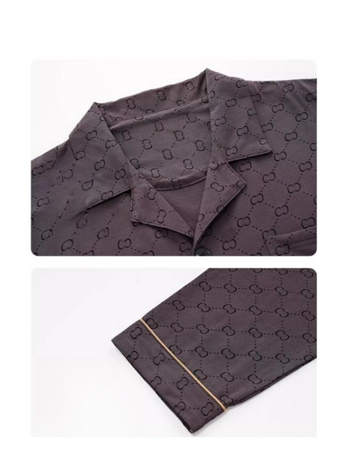 MIIOW Cotton Pajamas Men's Oversized Loose Long Sleeved High-End Home Suit Set - Image 4