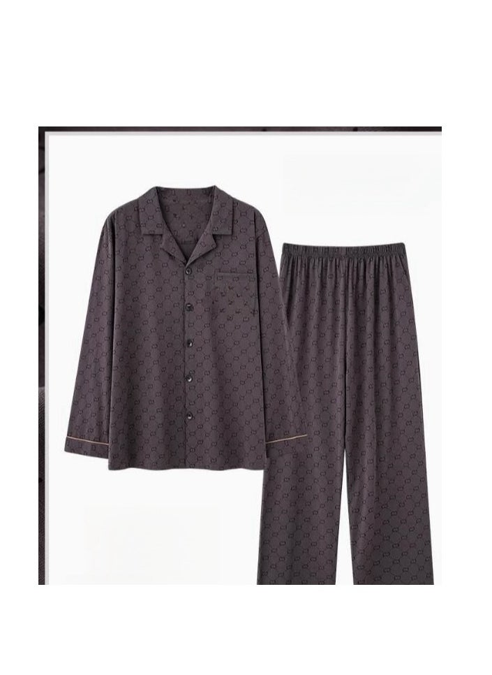 MIIOW - Cotton Pajamas Men's Oversized Loose Long Sleeved High-End Home Suit Set - Image 1
