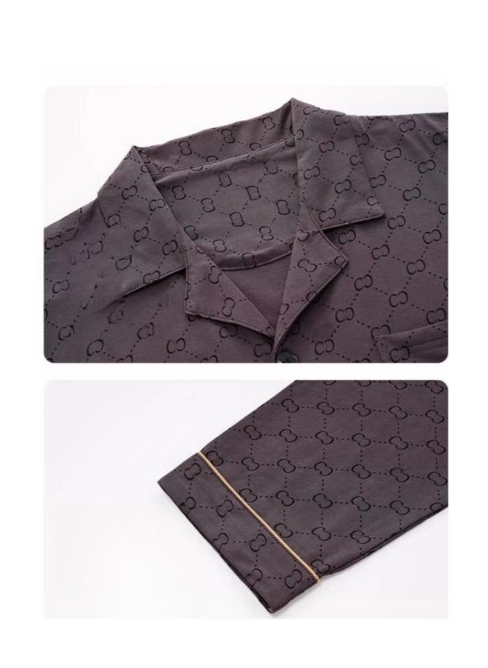 MIIOW - Cotton Pajamas Men's Oversized Loose Long Sleeved High-End Home Suit Set - Image 1