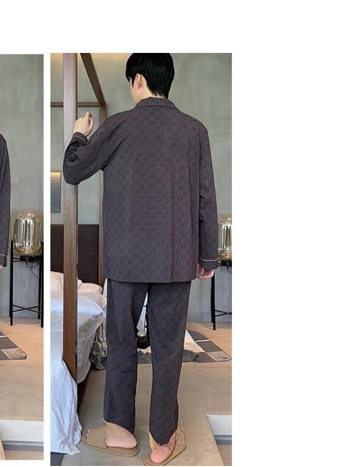 MIIOW - Cotton Pajamas Men's Oversized Loose Long Sleeved High-End Home Suit Set - Image 1