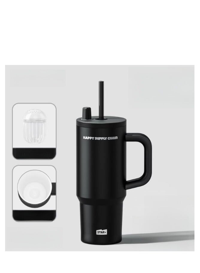 Ceramic Lined Insulated Cup, 710ml Large Capacity Water Cup, Straw Cup, Cold Insulation Car Ice Cream Cup - Image 1