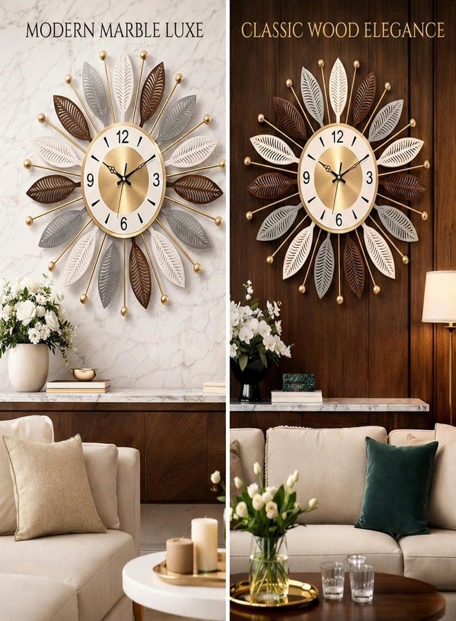 RIOH Luxury Large Metal Wall Clock for Living Room | Modern Designer Wall Art Clock with Golden Finish | Silent Sweep Noiseless Movement | Decorative Big Wall Clock for Home, Office & Hall (Star-02) - Image 4