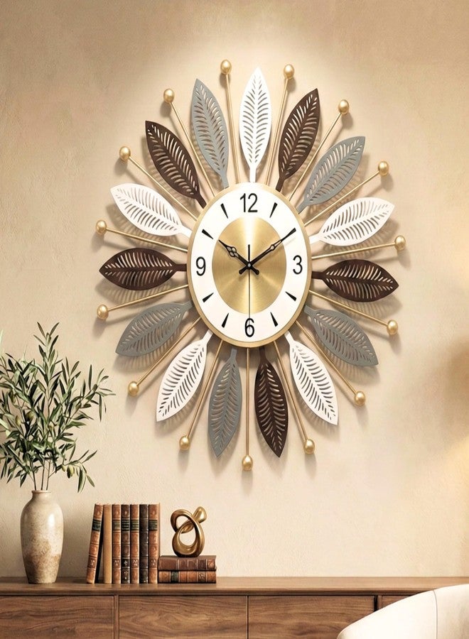 RIOH Luxury Large Metal Wall Clock for Living Room | Modern Designer Wall Art Clock with Golden Finish | Silent Sweep Noiseless Movement | Decorative Big Wall Clock for Home, Office & Hall (Star-02) - Image 2