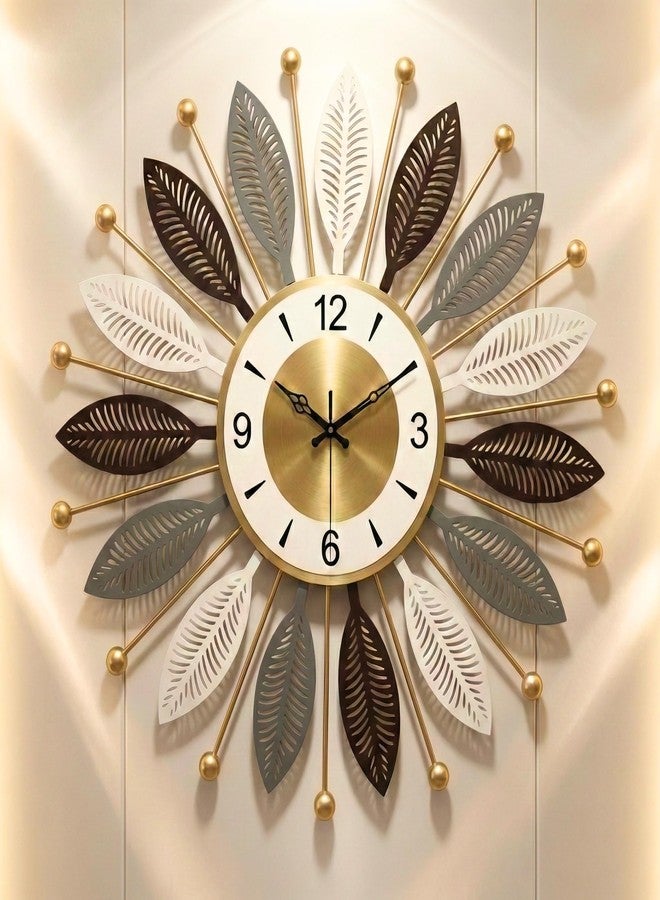 RIOH Luxury Large Metal Wall Clock for Living Room | Modern Designer Wall Art Clock with Golden Finish | Silent Sweep Noiseless Movement | Decorative Big Wall Clock for Home, Office & Hall (Star-02) - Image 3
