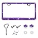 SHMZK Bling License Plate Frame Handcrafted Rhinestone License Plate Holder with Mounting Kit Sparking Diamond Stainless Steel License Plate Cover for Women Car Accessories Purple - Image 2