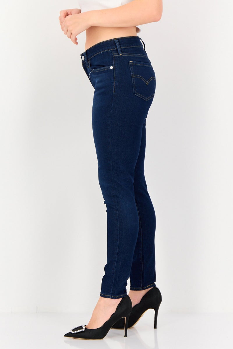 Levi's Women Super Skinny Fit Washed Denim Jeans, Blue - Image 3