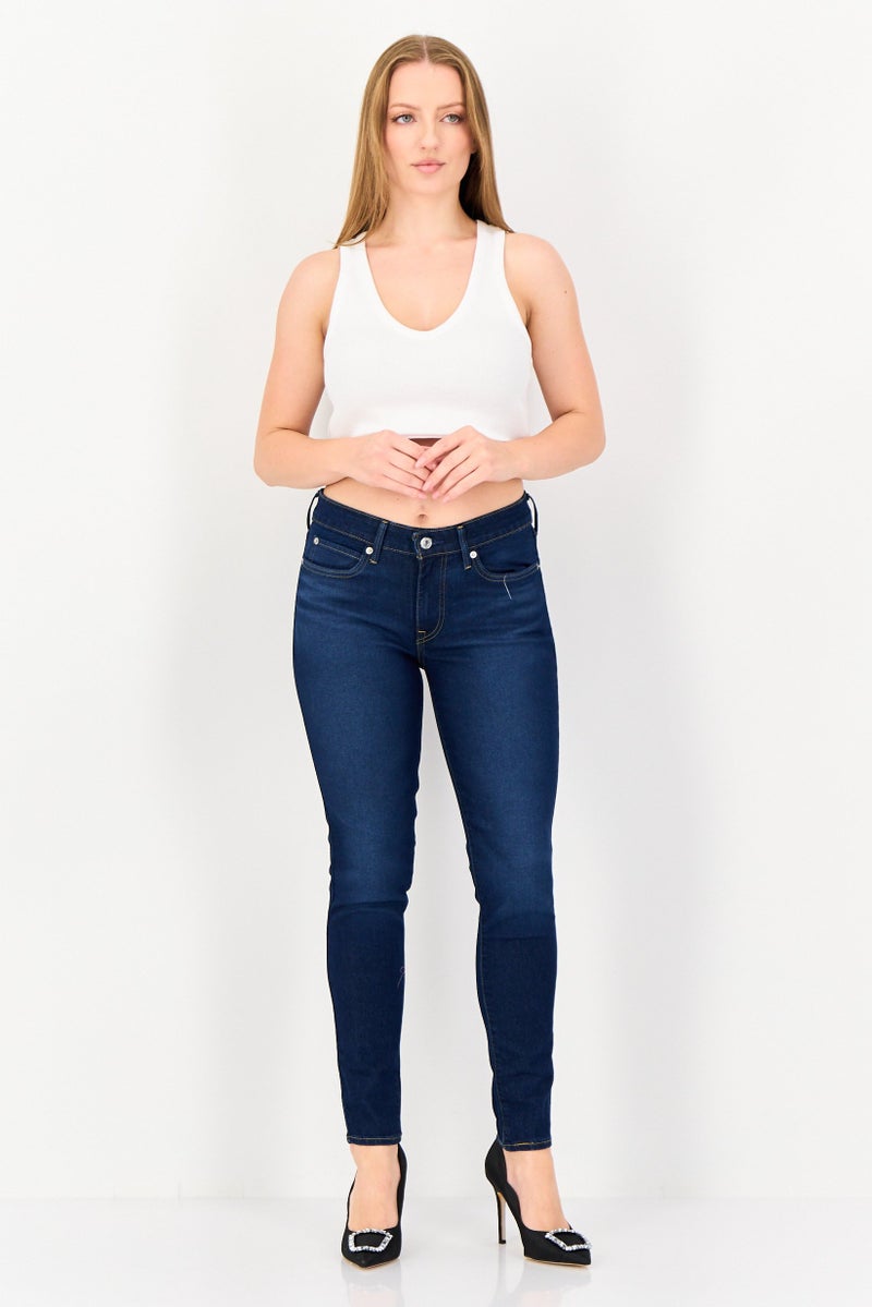 Levi's Women Super Skinny Fit Washed Denim Jeans, Blue - Image 4