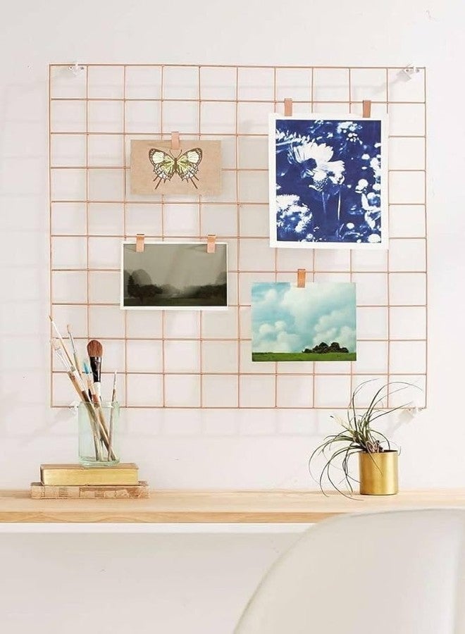 Franklite Photo Grid Frame Wall Grid Panel For Rectangular Photo Hanging Display & Wall Decoration Organizer, Multi-Functional Wall Storage Display Grid(30 X 30Cm) (Pink),Steel,Steel 1pcs - Image 4