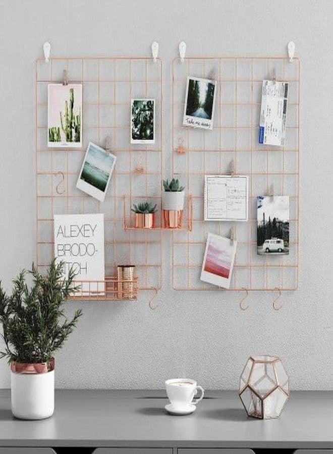 Franklite Photo Grid Frame Wall Grid Panel For Rectangular Photo Hanging Display & Wall Decoration Organizer, Multi-Functional Wall Storage Display Grid(30 X 30Cm) (Pink),Steel,Steel 1pcs - Image 3