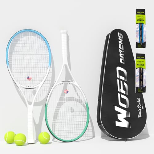 WOED BATENS Adult 2 Player Tennis Racket, 27' Speed Racquet, Includes Balls, Overgrips, Bag, Vibration Damper, Cover - Image 1