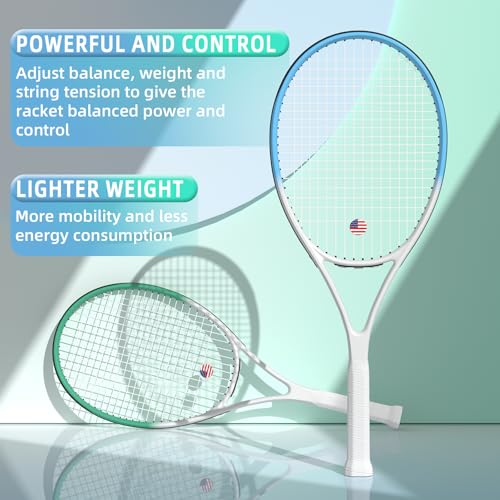 WOED BATENS Adult 2 Player Tennis Racket, 27' Speed Racquet, Includes Balls, Overgrips, Bag, Vibration Damper, Cover - Image 5
