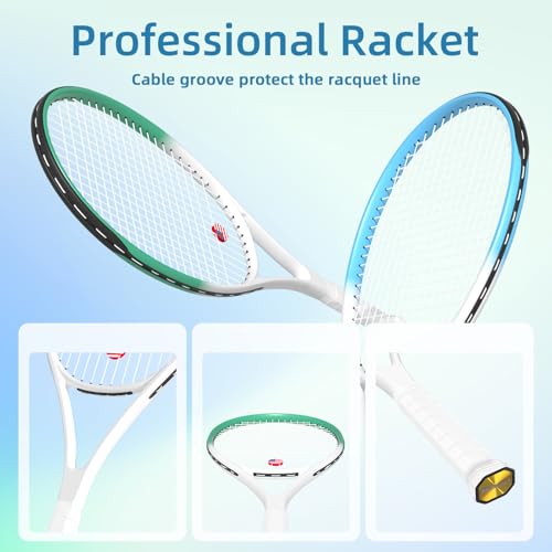 WOED BATENS Adult 2 Player Tennis Racket, 27' Speed Racquet, Includes Balls, Overgrips, Bag, Vibration Damper, Cover - Image 4