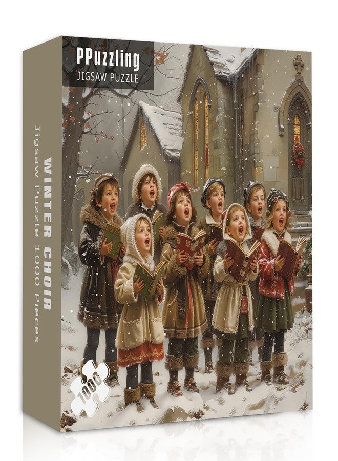 PPuzzling Choir Puzzles 1000 Pieces for Adults, Winter Choir Jigsaw Puzzles, Difficult Snowy Puzzle as Home Wall Art - Image 1