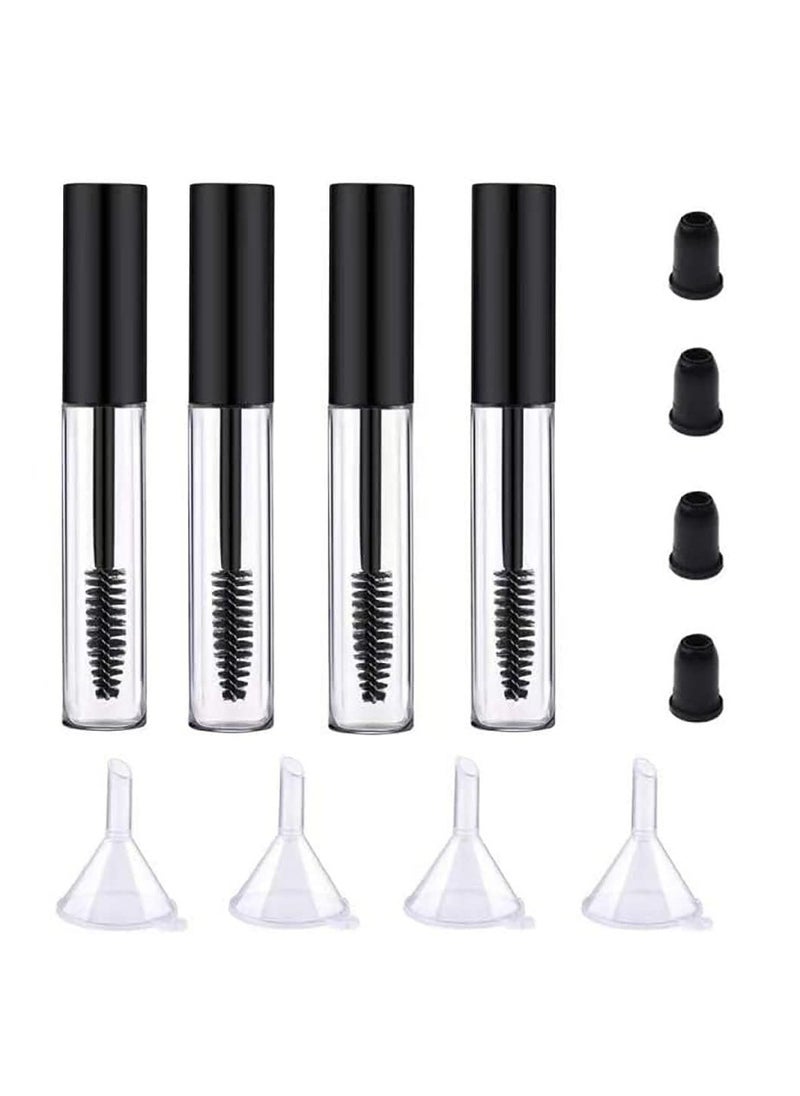 ForSewian 4 Pack Empty Mascara Tube with Eyelash Wand, ForSewian10ml Premium Eyelash Cream Container Bottle with Mini Funnels and Leak Stoppers (black)  - Image 1