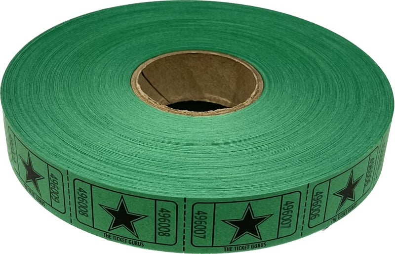 The Ticket Gurus-roll of 2000 Green Star Tickets Single Roll Consecutively Numbered Raffle Tickets - Image 4