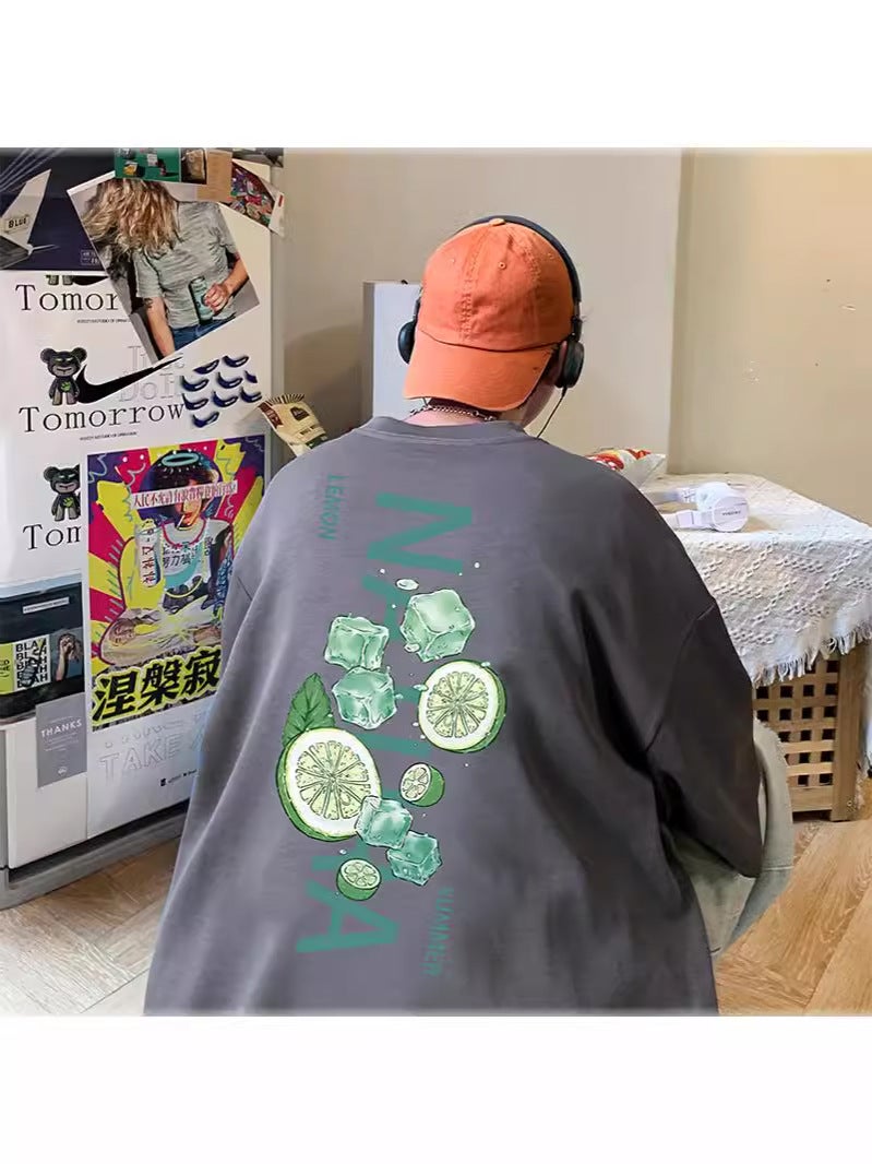 100 Cotton 240G Half Sleeve Small Shoulder Summer Refreshing Lemon Short Sleeve T-Shirt Creative Fun Round Neck T-Shirt - Image 5