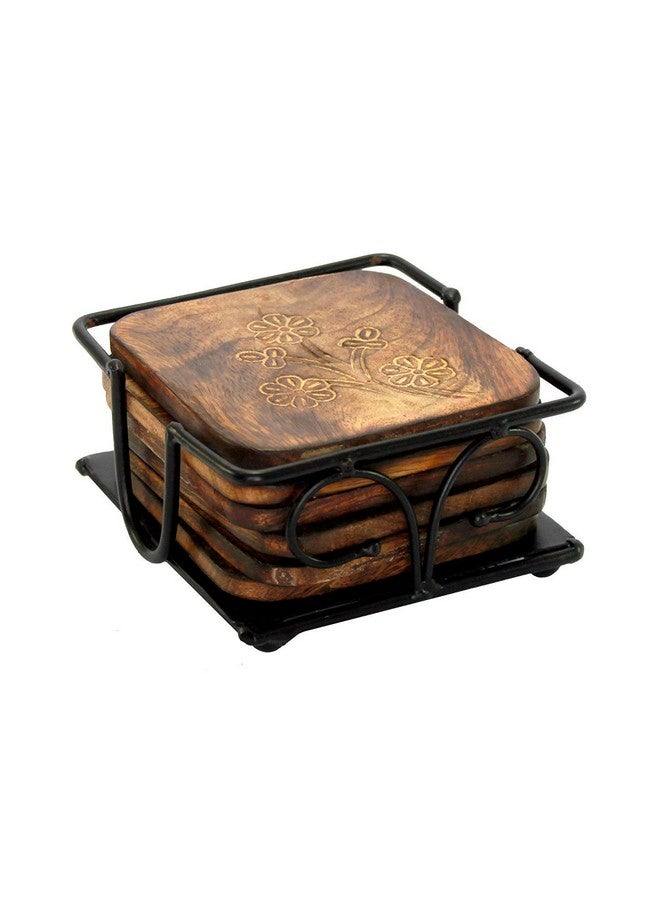 MITRIA TRADERS Wooden Antique Beautifull Square Shape Tea Coffee Coaster Set Cocktail//Drink//Home//Table//Room Decor SHOWPIECE//Decorative Item//Living Room/SHOWPIECE//Office/ - Image 2