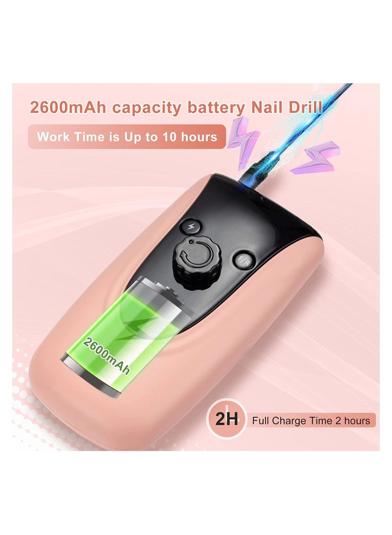 general Professional Rechargeable 35000 RPM Nail Drill Machine, Portable Electric Nail File E File for Acrylic Gel Nails, Manicure Pedicure Polishing Tools with Display Screen, Pink - Image 3
