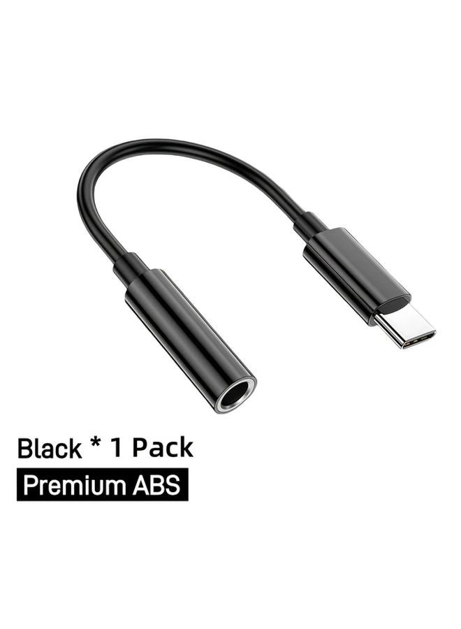 محول من USB C إلى مقسم سماعة الرأس 35 ملم لأبل آيفون 16 15 سامسونج ماك بوك أسود - Image 1