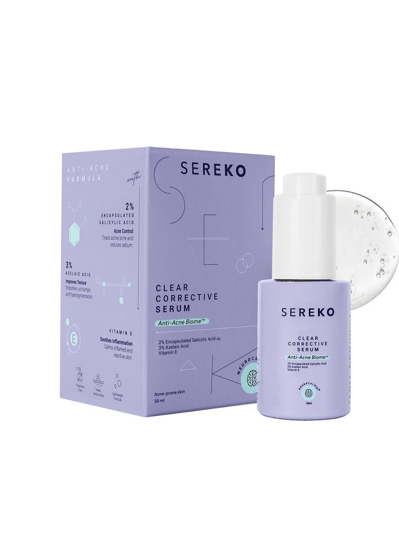 Sereko Clear Corrective Serum with 2% Encapsulated Salicylic Acid BHA & 3% Azelaic Acid | Active Acne | Reducing Sebum Production | Pigmentation & Dark Spots for Oily | Acne-Prone Skin 30ml - Image 2