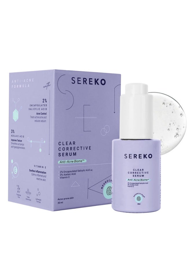 Sereko Clear Corrective Serum with 2% Encapsulated Salicylic Acid BHA & 3% Azelaic Acid | Active Acne | Reducing Sebum Production | Pigmentation & Dark Spots for Oily | Acne-Prone Skin 30ml - Image 1
