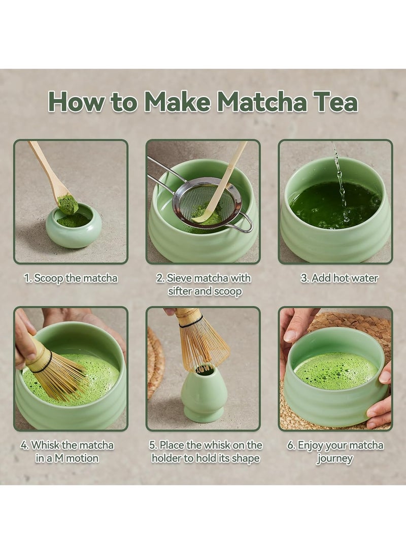 EZGOZ 7-Pieces Matcha Tea Set, Traditional Japanese Handmade Matcha Whisk Kit, Perfect for Tea Ceremony, Gift Giving, and Daily Relaxation-White  - Image 3