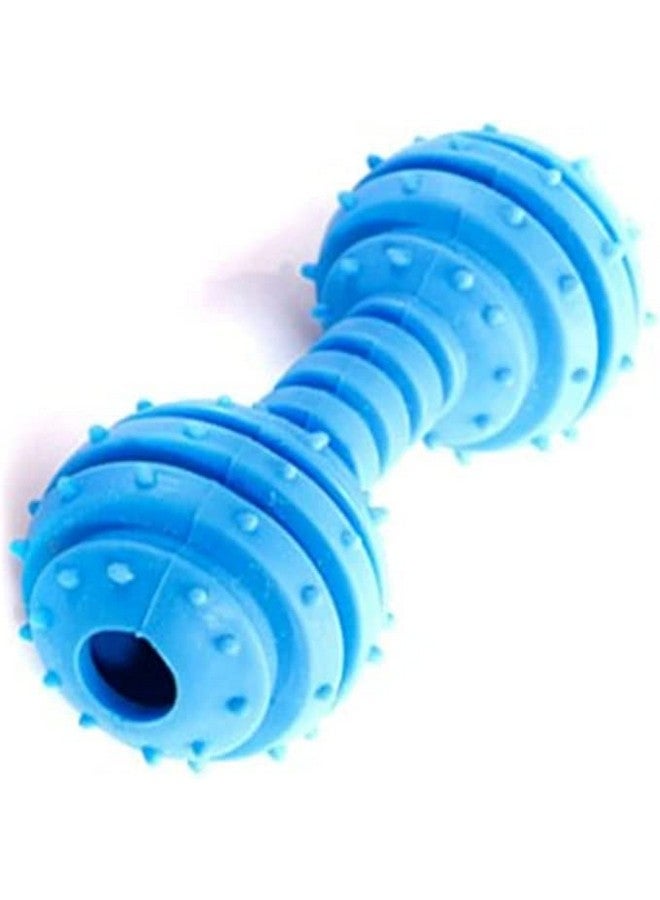 ألعاب مضغ على شكل دمبل مدبب من المطاط الطبيعي الناعم غير السام للمضغ العنيف ولعبة تنظيف الأسنان أثناء التسنين - عبوة من قطعة واحدة (أزرق)