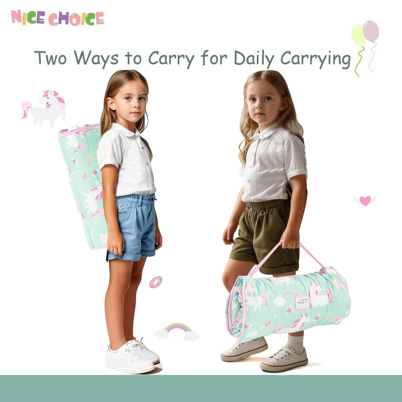 NICE CHOICE Toddler Nap Mat for Daycare Preschool Boys Girls Extra Large Rolled Sleeping Bag Mat with Pillow and Blanket for Toddler Boys Girls Kindergarten Travel CampingUnicorn Upgraded - Image 4