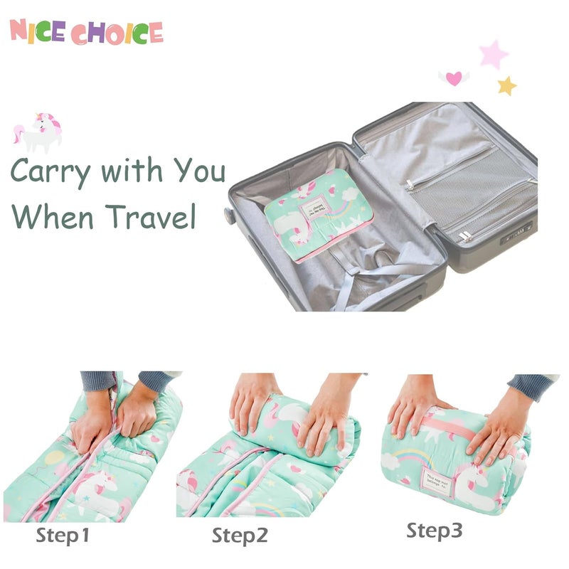 NICE CHOICE Toddler Nap Mat for Daycare Preschool Boys Girls Extra Large Rolled Sleeping Bag Mat with Pillow and Blanket for Toddler Boys Girls Kindergarten Travel CampingUnicorn Upgraded - Image 5
