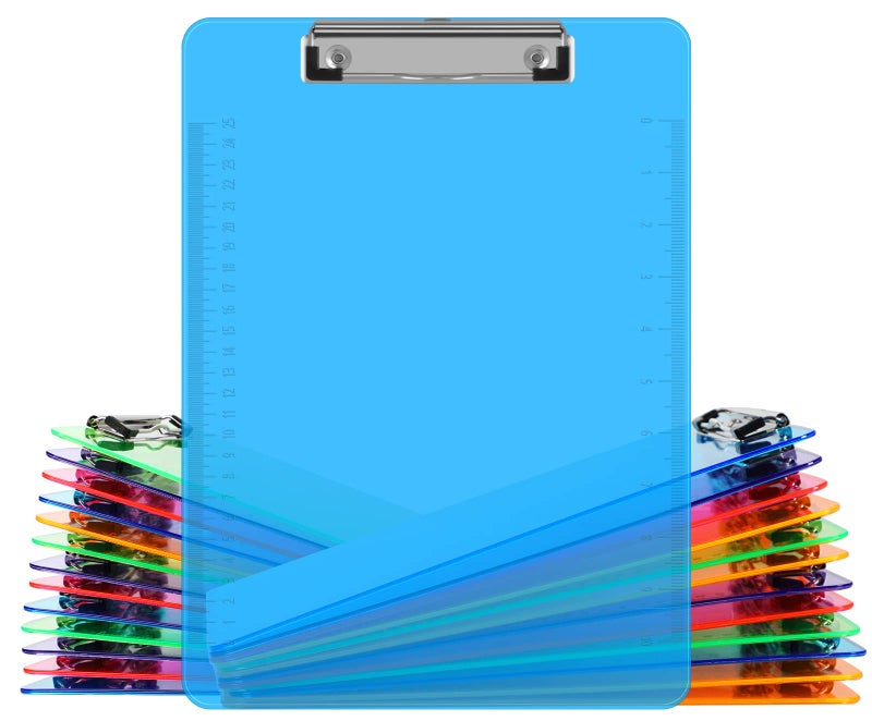 HERKKA Clipboards, HERKKA 25 Pack Plastic Office Clipboards, Assorted Transparent Color Plastic Clip,Letter - Image 1