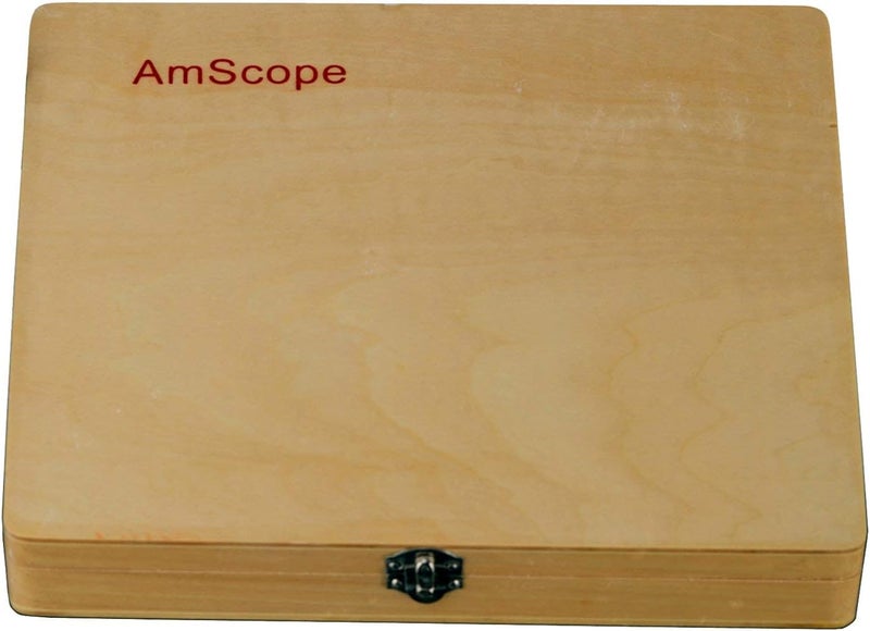 AmScope AmScope PS100B Prepared Microscope Slide Set for Basic Biological Science Education 100 Slides Set B Includes Fitted Wooden Case  - Image 3