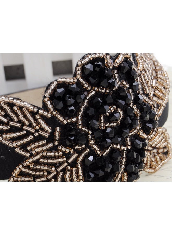 Alilang Lilang Women Intricate Design Single Black Bead Flower Golden Bead Leaves Fashion Headband 1 Piece  - Image 5