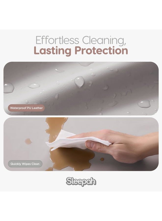 Sleepah Baby Play Mat for Floor (50" x 50") Waterproof Vegan Leather - Easy to Clean w Removable Cover - Mat for Tummy Time - Padded Thick 1.5" Foam Support Non-Slip Bottom for Infant Kids and Toddler (Tan) - Image 2