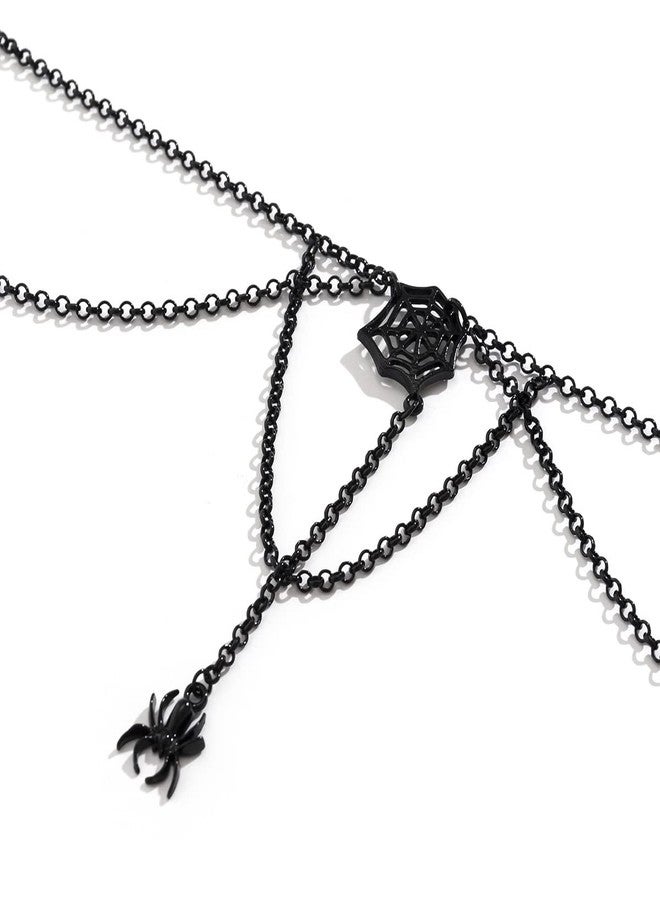 ALoveSoul Halloween Spider Choker Gothic Spider Web Tassel Collar Layered Necklace - Image 5