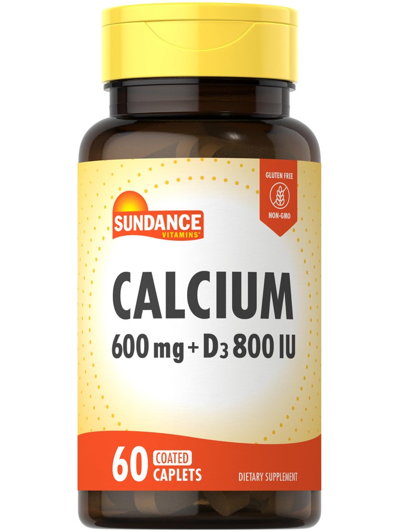 Calcium 600mg with D3 60 Caplets Vegetarian NonGMO and Gluten Free Supplement