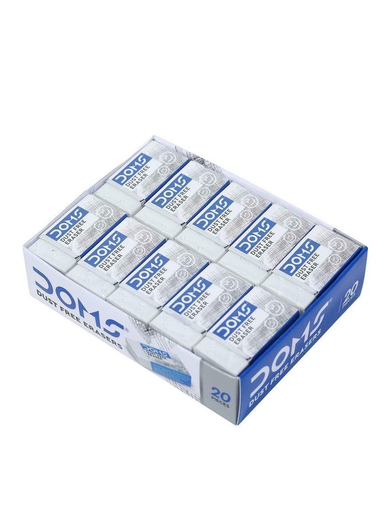 DOMS 20-Piece Dust Free Erasers White  - Image 1