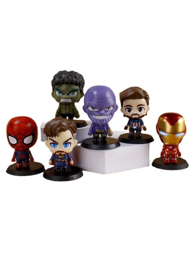 6-Piece Superhero Action Figures Sets, Marvel Hero Series Small Figurines Toys, Cute  Avengers Figure for Birthday Holiday Party Favors Supplies, Cake Cupcake Toppers, Car, Micro Landscape  - Image 1