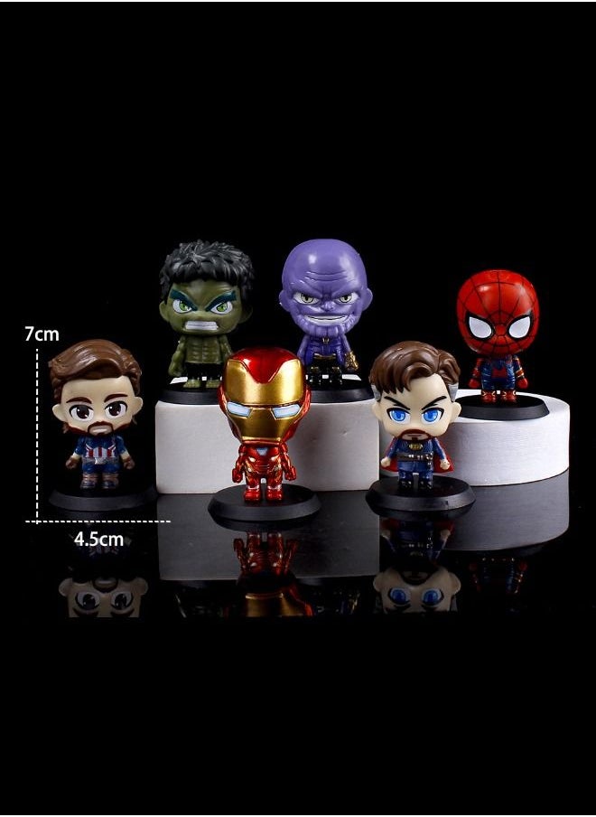 6-Piece Superhero Action Figures Sets, Marvel Hero Series Small Figurines Toys, Cute  Avengers Figure for Birthday Holiday Party Favors Supplies, Cake Cupcake Toppers, Car, Micro Landscape  - Image 2