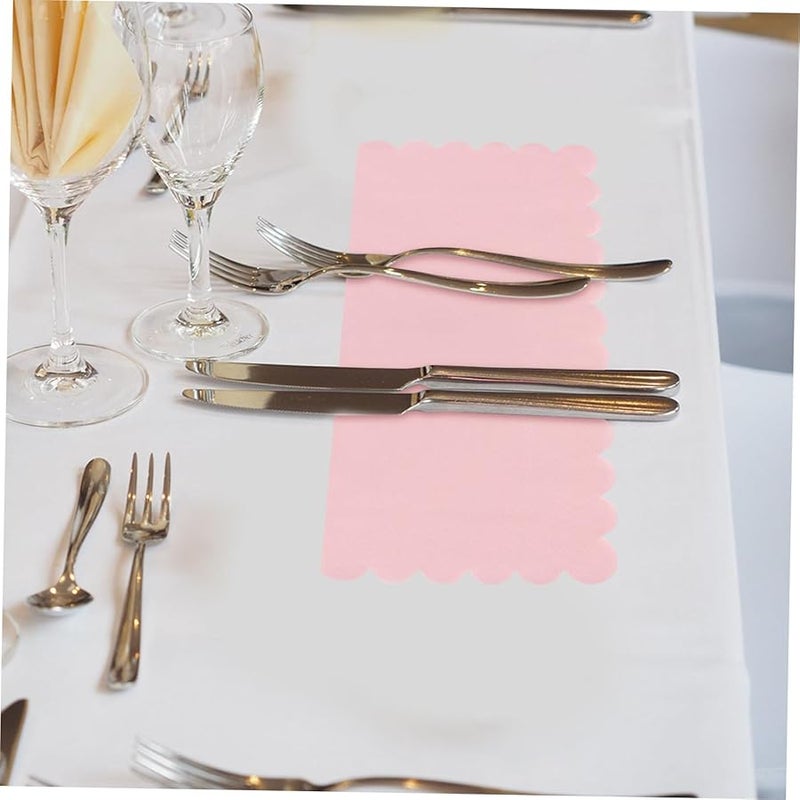 مناديل وردي فاتح ذات حافة متموجة تستخدم لمرة واحدة 150 قطعة لتزيين طاولات حفلات الزفاف والمناسبات - Image 5