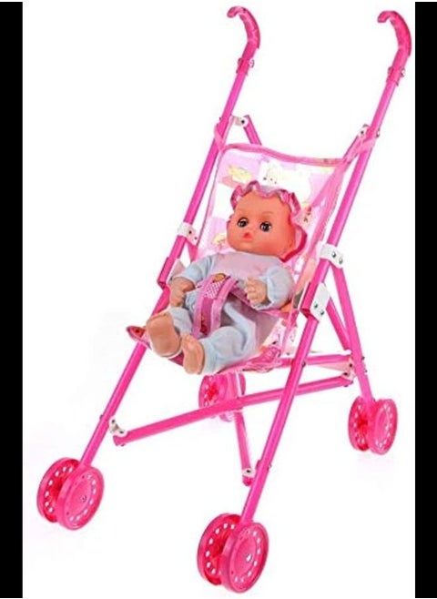 Carriage Stroller Trolley Nursery Toy Set With (1 Doll Set)