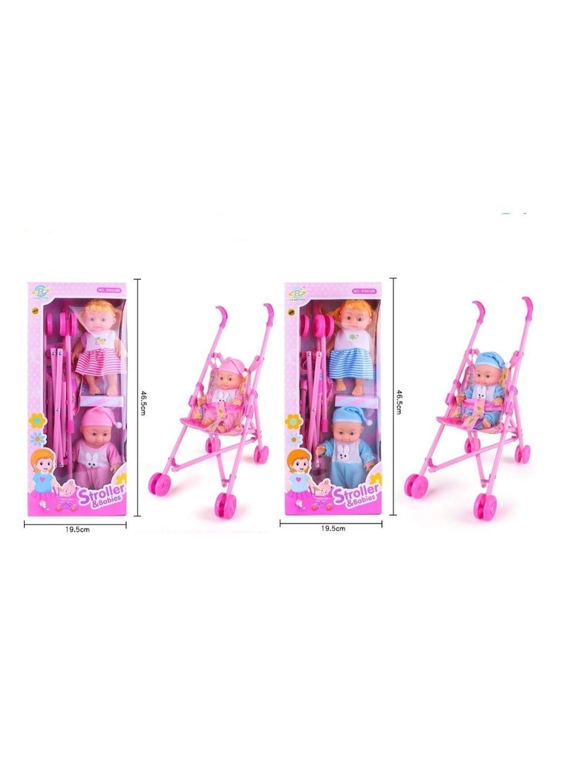 null - Carriage Stroller Trolley Nursery Toy Set With (1 Doll Set) - Image 1