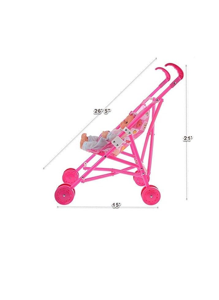 null - Carriage Stroller Trolley Nursery Toy Set With (1 Doll Set) - Image 1