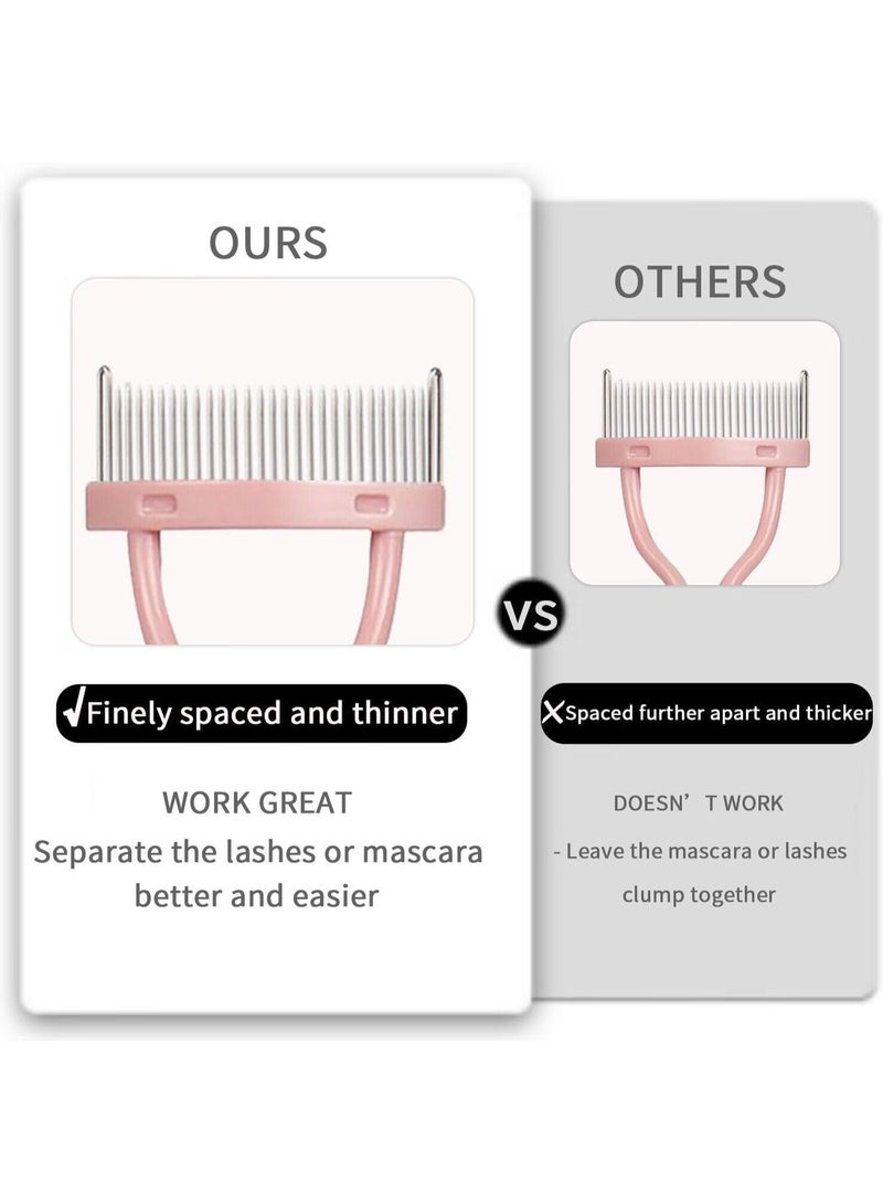 مشط تجعيد وفصل الرموش مع غطاء واقٍ - أداة ماسكارا للعين للحصول على رموش مثالية (وردي) - Image 5
