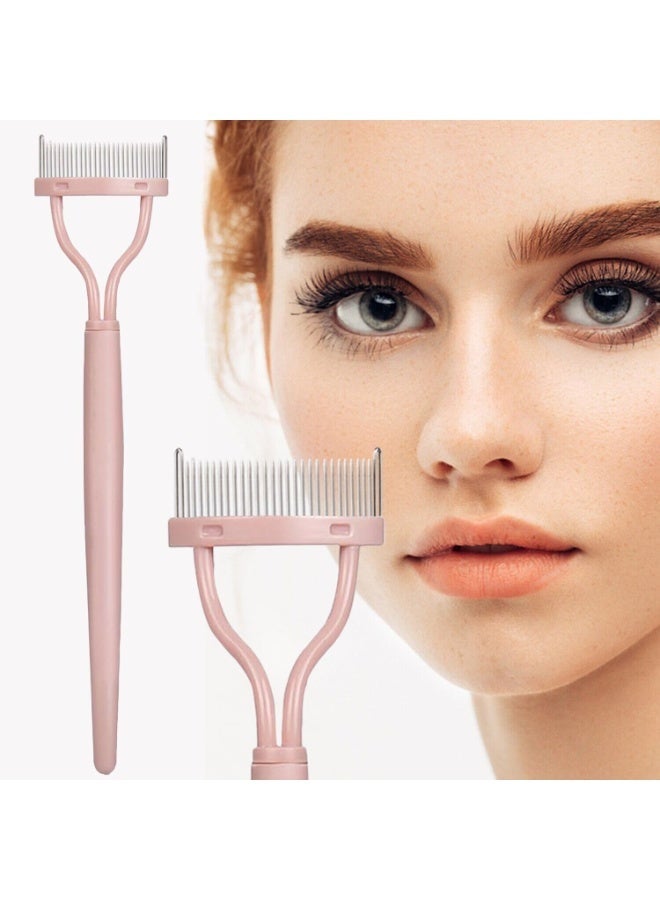 مشط تجعيد وفصل الرموش مع غطاء واقٍ - أداة ماسكارا للعين للحصول على رموش مثالية (وردي) - Image 4