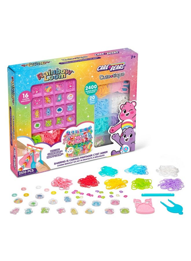 راينبو لووم نول قوس قزح: دببة الرعاية، كيوتييك: المشاركة تعني الرعاية - 16 قطعة، طقم أساور مطاطية اصنعها بنفسك، نول دببة التشجيع الحصري، صناعة المجوهرات، للأطفال من سن 7 سنوات فما فوق - Image 4