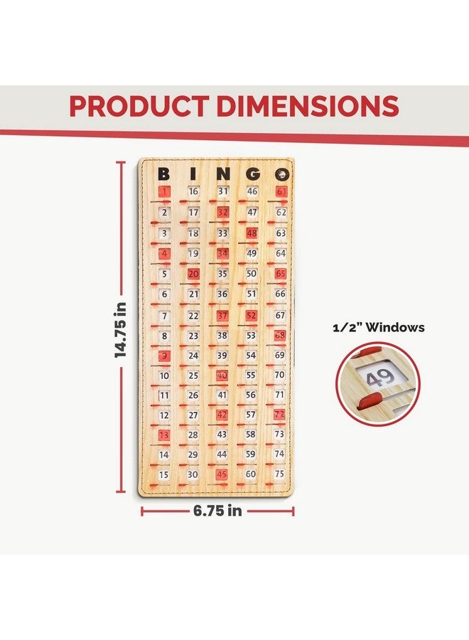 MR CHIPS Jam-Proof Finger Tip Master Bingo Card with Sliding Windows Large Cardboard Calling Cards Tan Style - Image 2